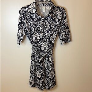 Vfish White and Blue Midi Dress